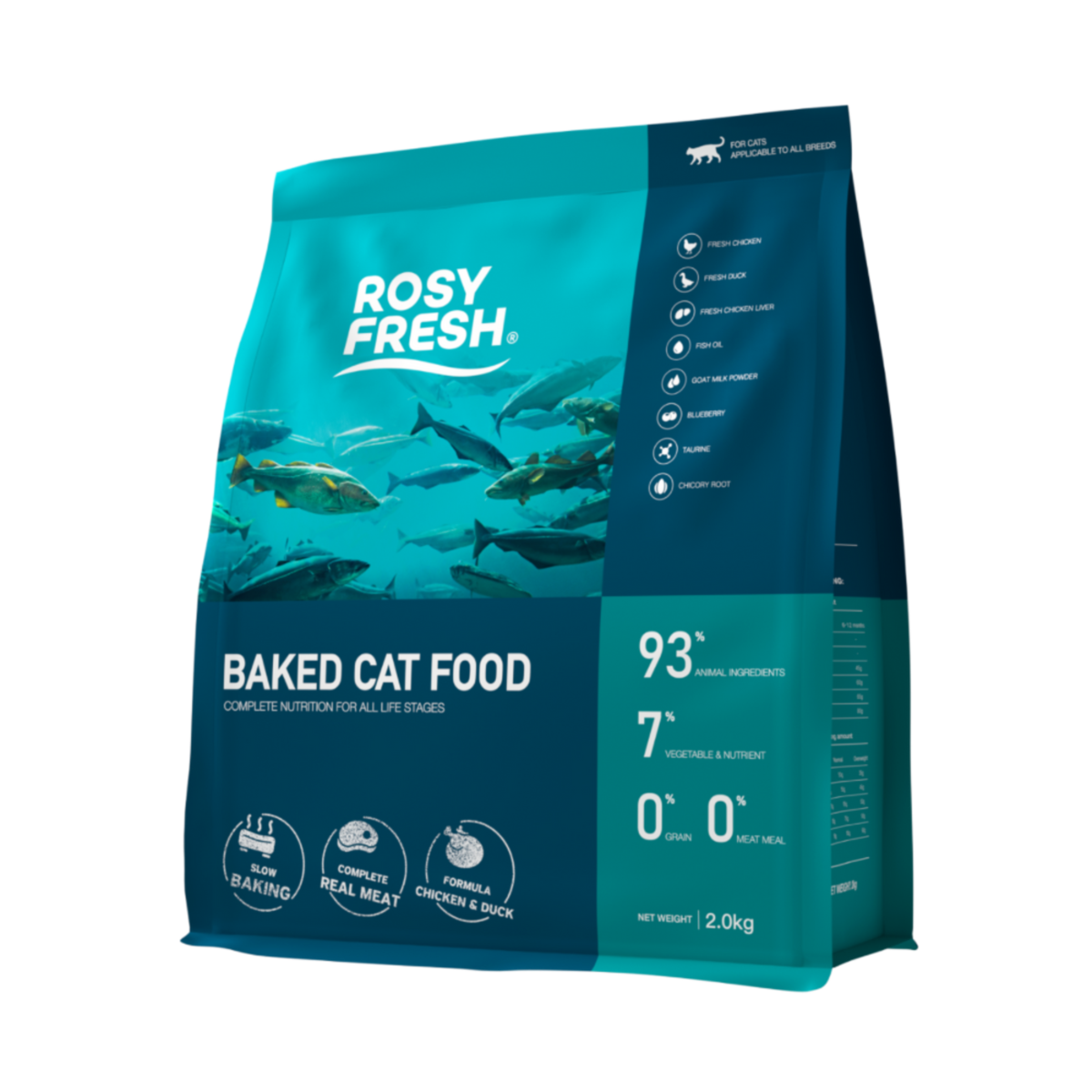 Rosy Fresh baked cat food 2kg, chicken and duck