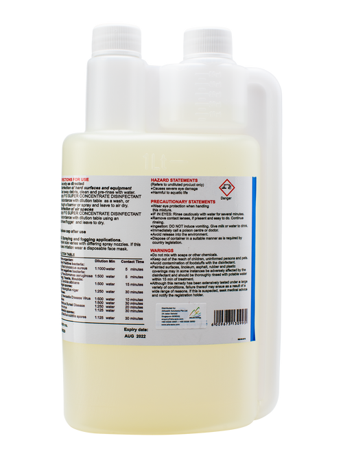 F10 SC Veterinary Disinfectant 1L bottle, back label