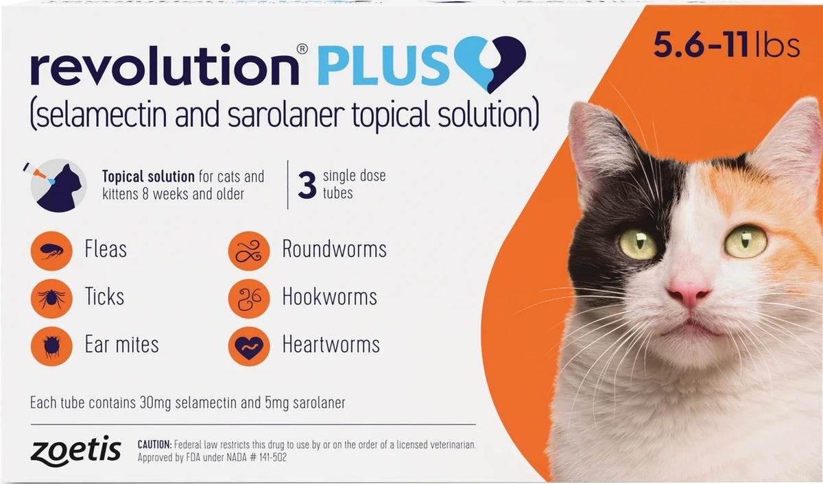 Revolution Plus for cats 2.5 to 5 kg, orange box
